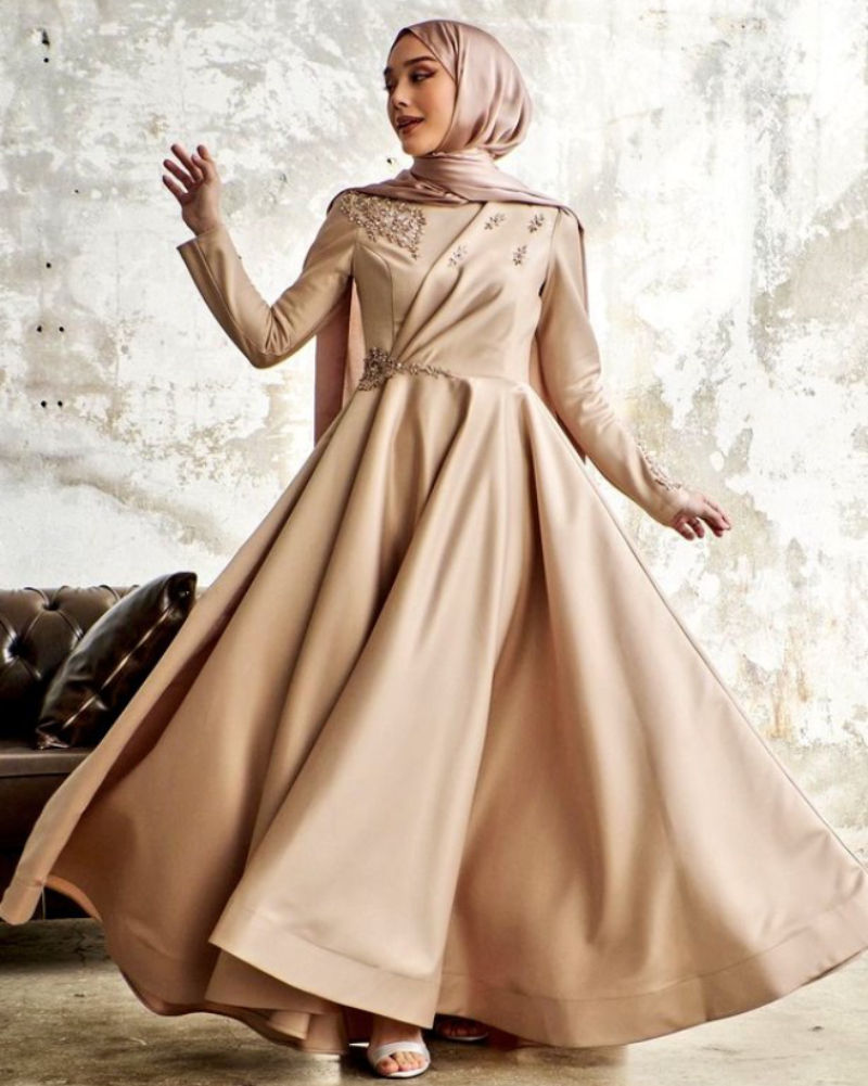 Dress Muslim Premium Satin Bridal A Maxi Dress