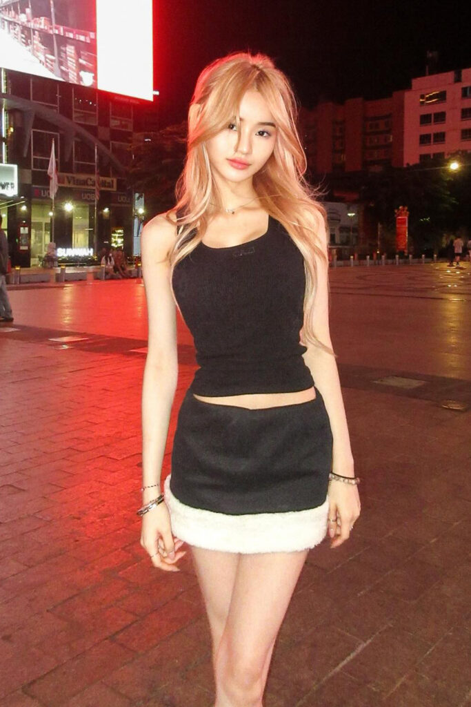 Foto Seksi Selebgram Catheez Tok Mini Hitam Barbie