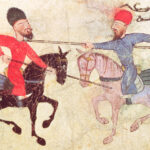Perang Salib dan Ilustrasi Pasukan Berkuda Lukisan kuno asli