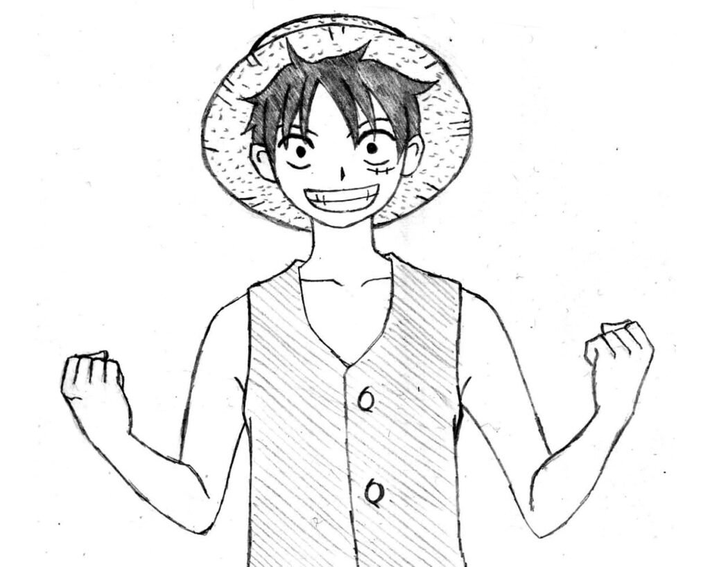 Cara Gambar Mongkey d Luffy One Piece