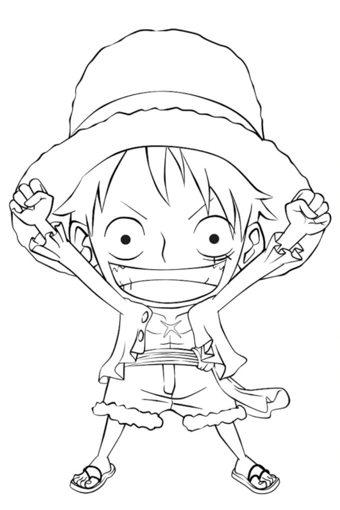 Line Art Luffy One Piece Senyum lebar setelah Time Skip