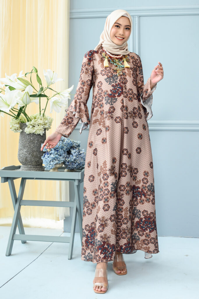 Outfit Hijab Gamis Modern Tanpa Pinggul No Weist Syari modern