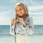OOTD hijab manis ke Pantai cantik dan imut